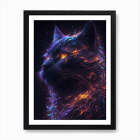 Universe Fire Cat Art Print