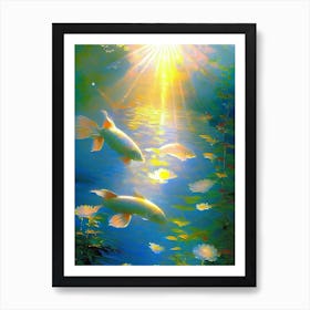 Hikari Moyomono 1, Koi Fish Monet Style Classic Painting Art Print