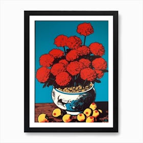 Chrysanthemums Still Life 3 Pop Art  Art Print