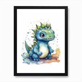 Einiosaurus Cute Dinosaur Watercolour 4 Art Print