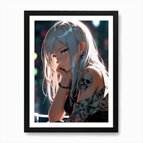 Anime Girl With Tattoos Poster