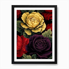 Ornamental Kale And Cabbage 1 William Morris Style Winter Florals Art Print