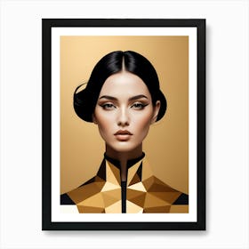 Geometric Woman Portrait Luxury Gold (15) Art Print