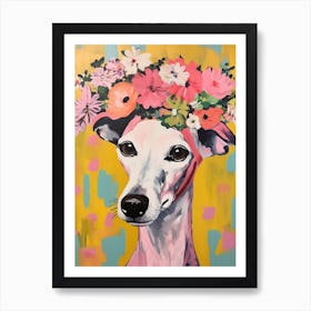 Whippet Portrait With A Flower Crown, Matisse Painting Style 2 Art Print