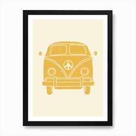 Yellow Camper Van Wall Art Camping Print Yellow VW Van Affiche