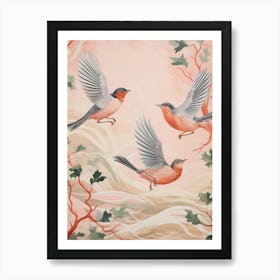 Vintage Japanese Inspired Bird Print Robin 5 Art Print