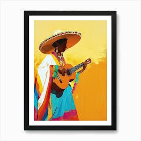 Mexican Woman Playing Guitar, Mexico 1 Art Print