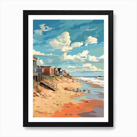 Abstract Illustration Of Southwold Beach Suffolk Orange Hues 1 Art Print