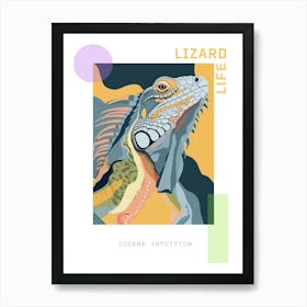 Blue Iguana Modern Illustration 1 Poster Art Print