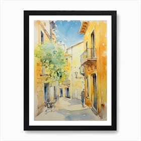 Lecce, Italy Watercolour Streets 1 Art Print