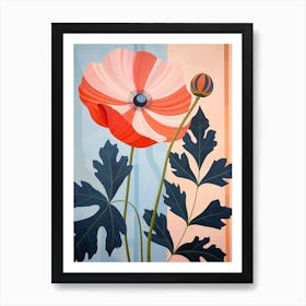 Poppy 5 Hilma Af Klint Inspired Pastel Flower Painting Art Print