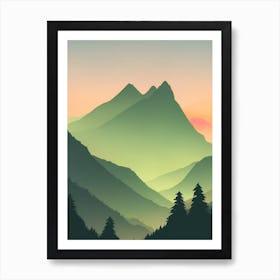 Misty Mountains Vertical Composition In Green Tone 18 Art Print