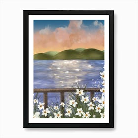 Daisies By The Lake Art Print