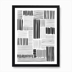 Minimalist Black and White Linear Pattern Print Art Print