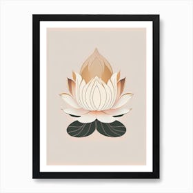 Blooming Lotus Flower In Lake Retro Minimal 3 Art Print