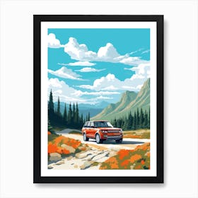 A Range Rover Car In Icefields Parkway Flat Illustration 2 Art Print