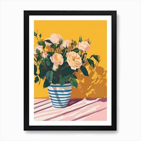 Rose Flowers On A Table   Contemporary Illustration 3 Art Print