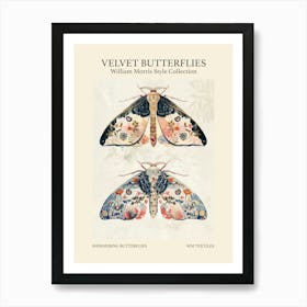 Velvet Butterflies Collection Shimmering Butterflies William Morris Style 6 Art Print