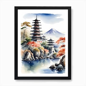 Japanese Landscape Watercolor Painting (58) 1 Art Print