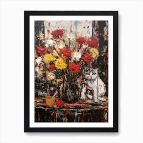 Carnation With A Cat 3 Abstract Expressionism  Art Print