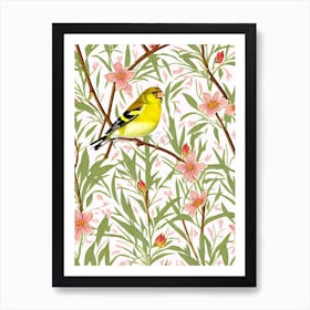 American Goldfinch William Morris Style Bird Art Print