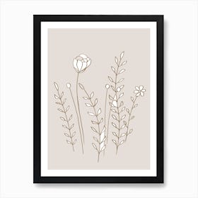 Skandi Flowers And Leaves 1 Art Print