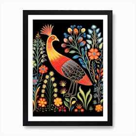 Folk Bird Illustration Grouse 1 Art Print