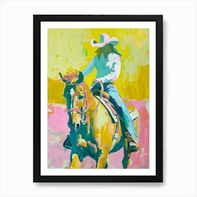 Pink And Yellow Cowboy Painting 1 Art Print