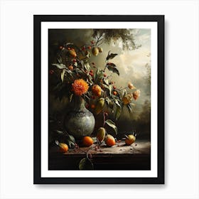 Baroque Floral Still Life Portulaca 4 Art Print