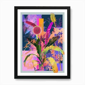Prairie Clover 1 Neon Flower Collage Art Print