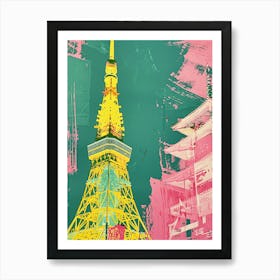 Tokyo Tower Duotone Silkscreen 1 Art Print
