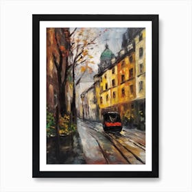 Painting Of A Street In Berlin With A Cat 4 Impressionism Art Print