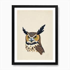 Great Horned Owl Illustration Bird Art Print