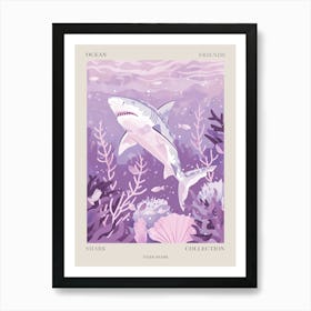Purple Tiger Shark Illustration 2 Poster Art Print
