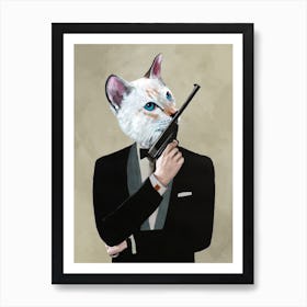 James Bond Cat Art Print