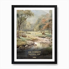 Jim Corbett National Park India Watercolour 1 Art Print