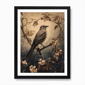 Dark And Moody Botanical Mockingbird 3 Art Print