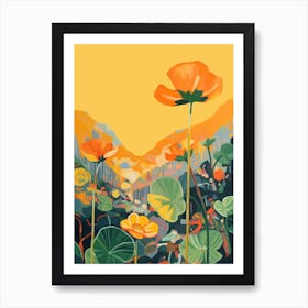 Boho Wildflower Painting Marsh Marigold 1 Art Print