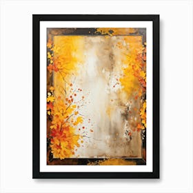 Abstract Watercolor Painting Captures The Essence Of Autumn With Splashes Of Bright Yellow Brillian Art Print