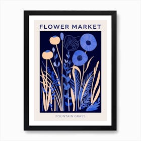 Blue Flower Market Poster Fountain Grass 2 Art Print