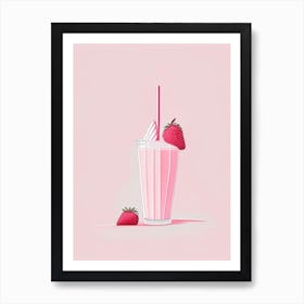 Strawberry Milkshake Dairy Food Minimal Line Drawing 1 Art Print