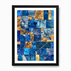 Blue And Gold Mosaic Art Print