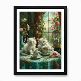 Kittens At Aftertoon Tea Rococo Inspired 4 Art Print
