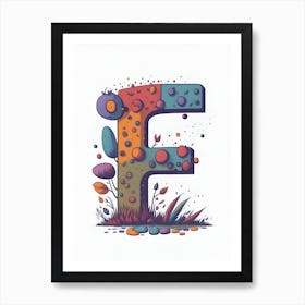 Colorful Letter F Illustration 32 Art Print