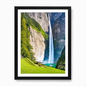 Lauterbrunnen Valley Waterfalls, Switzerland Majestic, Beautiful & Classic (2) Art Print