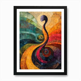 Colorful Abstract Figure With Swirling Textures And Vibrant Geometric Patterns Art Print