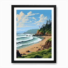 Cannon Beach Washington Retro Pop Art 7 Art Print