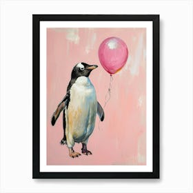 Cute Emperor Penguin 3 With Balloon Art Print