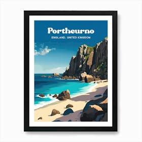 Porthcurno England Summer Travel Art Art Print