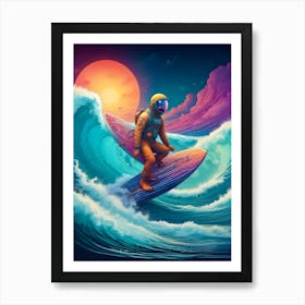 Surfer In Space Art Print